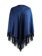 Fringed faux suede wrap