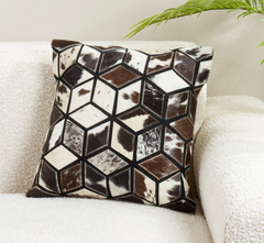 Patchwork leather pillow