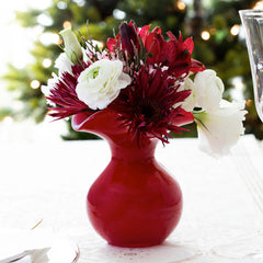 Red hibiscus vase