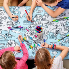 World map color-in tablecloth