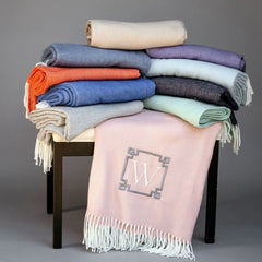 Monogrammed herringbone throw