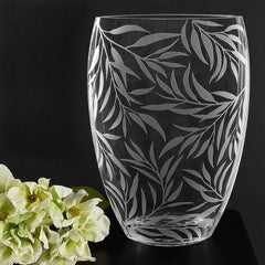 Etched leaf vase