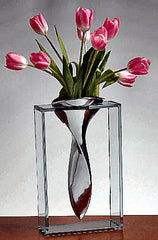 Aluminum/glass vase