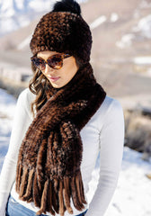 Faux fur knitted scarf
