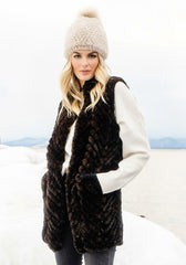 Faux fur knitted vest