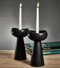 Pr. black ceramic candleholders