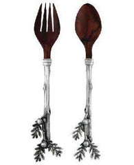 Acorn and oak leaf salad servers