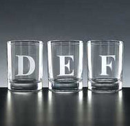 4 pc. initialed double old fashion glasses