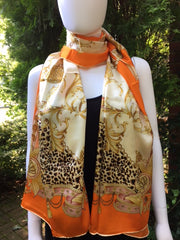 Orange leopard print scarf