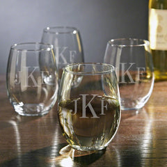 4 Stemless wine glasses